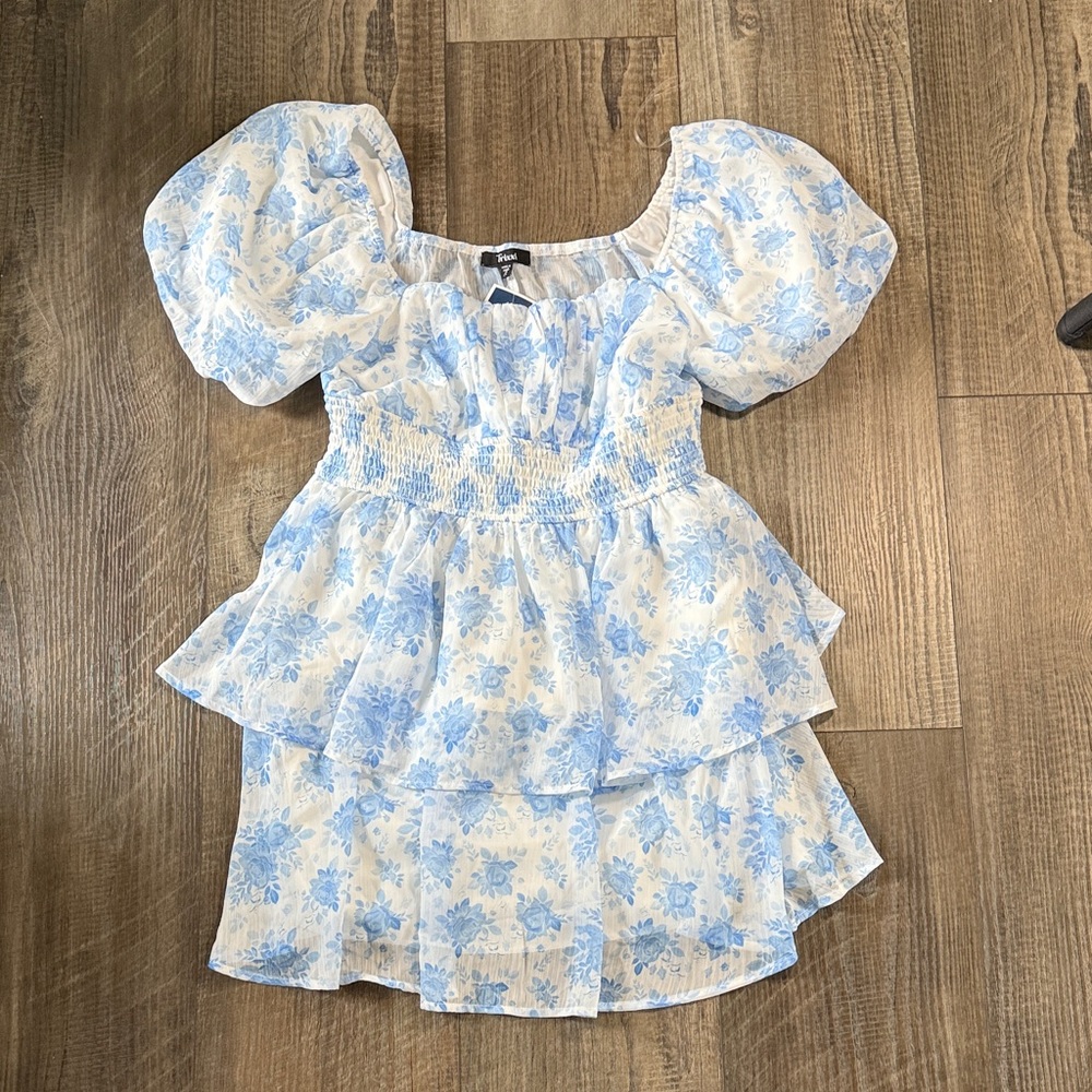 Trixxi Blue and White Floral Dress